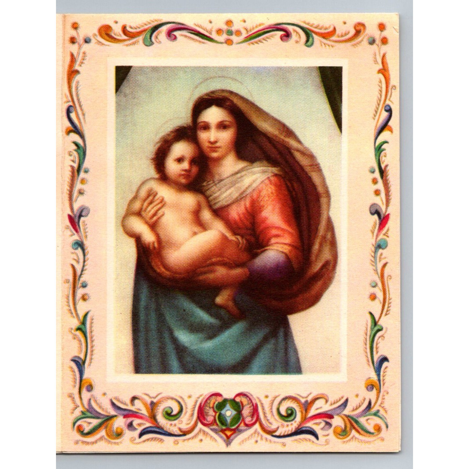 1951 Mary & Jesus Vintage MCM Rust Craft Christmas Greeting Card