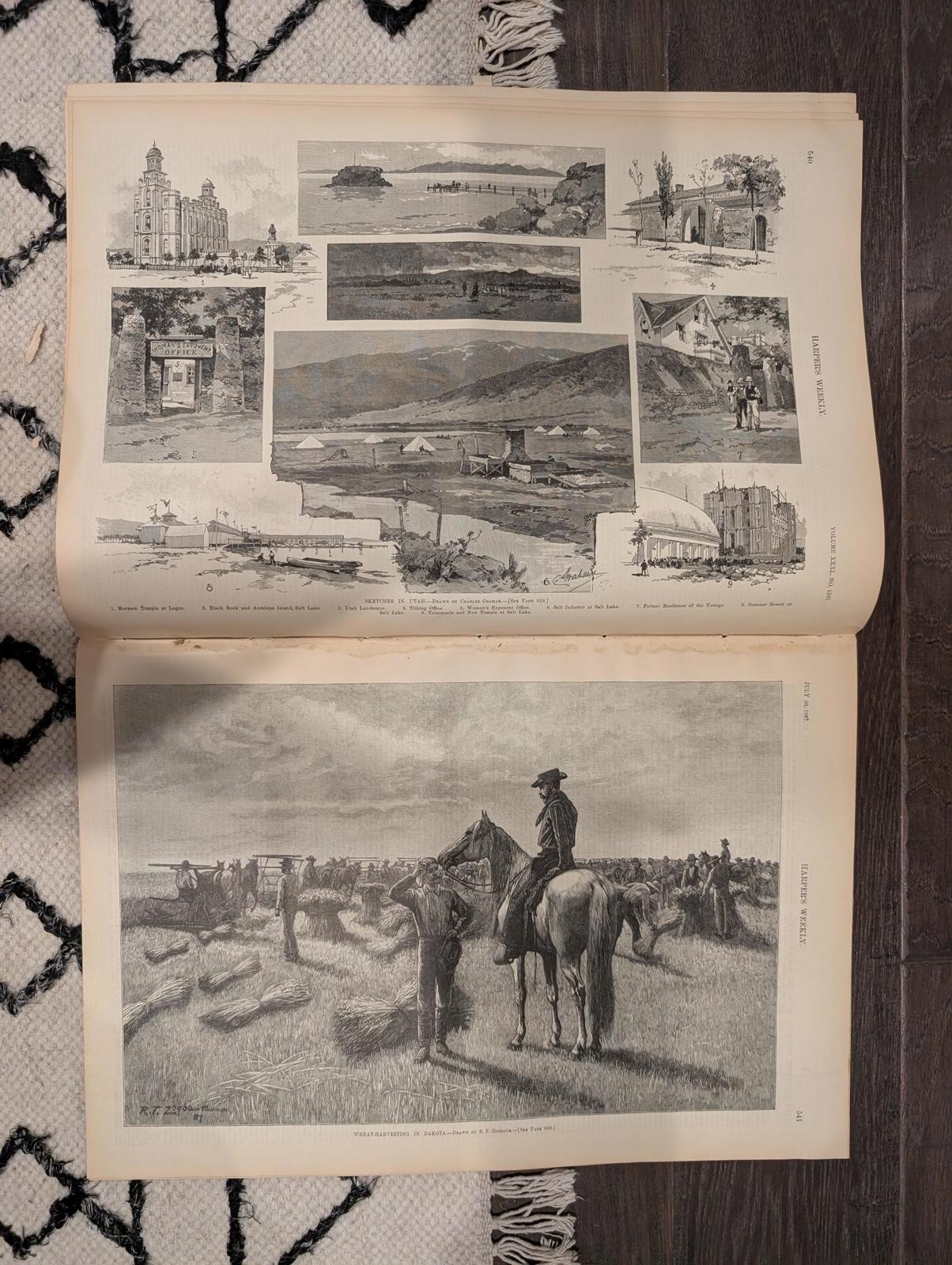 Harper’s Weekly July 30, 1887 – Mormon Temples in Utah, Marblehead Views