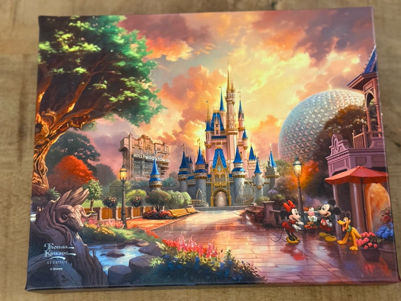 Disney Parks All 4 Parks Canvas Wrap Walt Disney World Thomas Kinkade 6x8” NEW