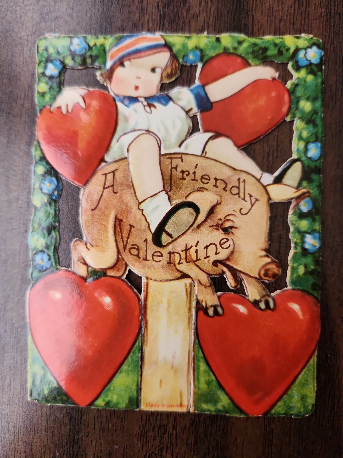 From 1927 - Vintage Stand-up Valentines Day Card Says \'A Friendly Valentine \'