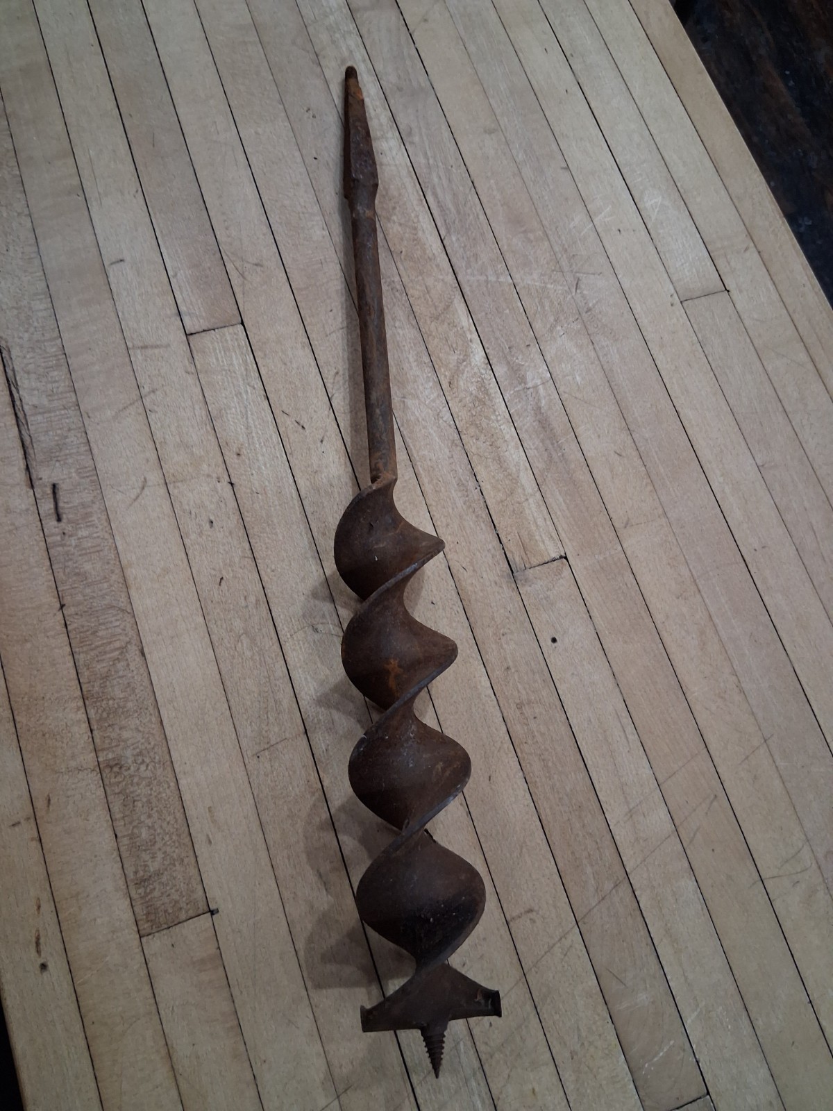 Antique Hand-Forged Iron Auger Boring Bit Tool