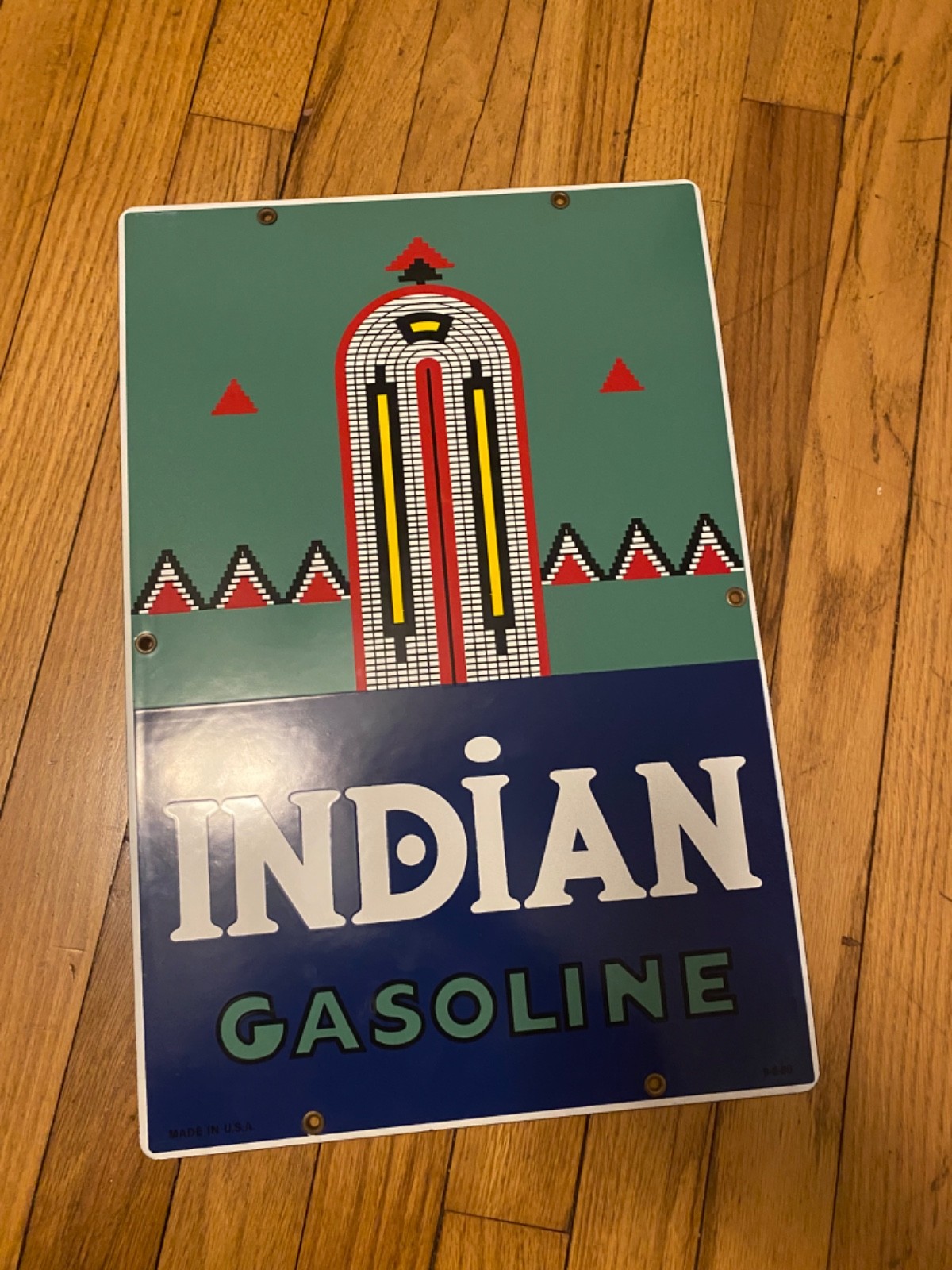 VINTAGE INDIAN GASOLINE PORCELAIN METAL SIGN