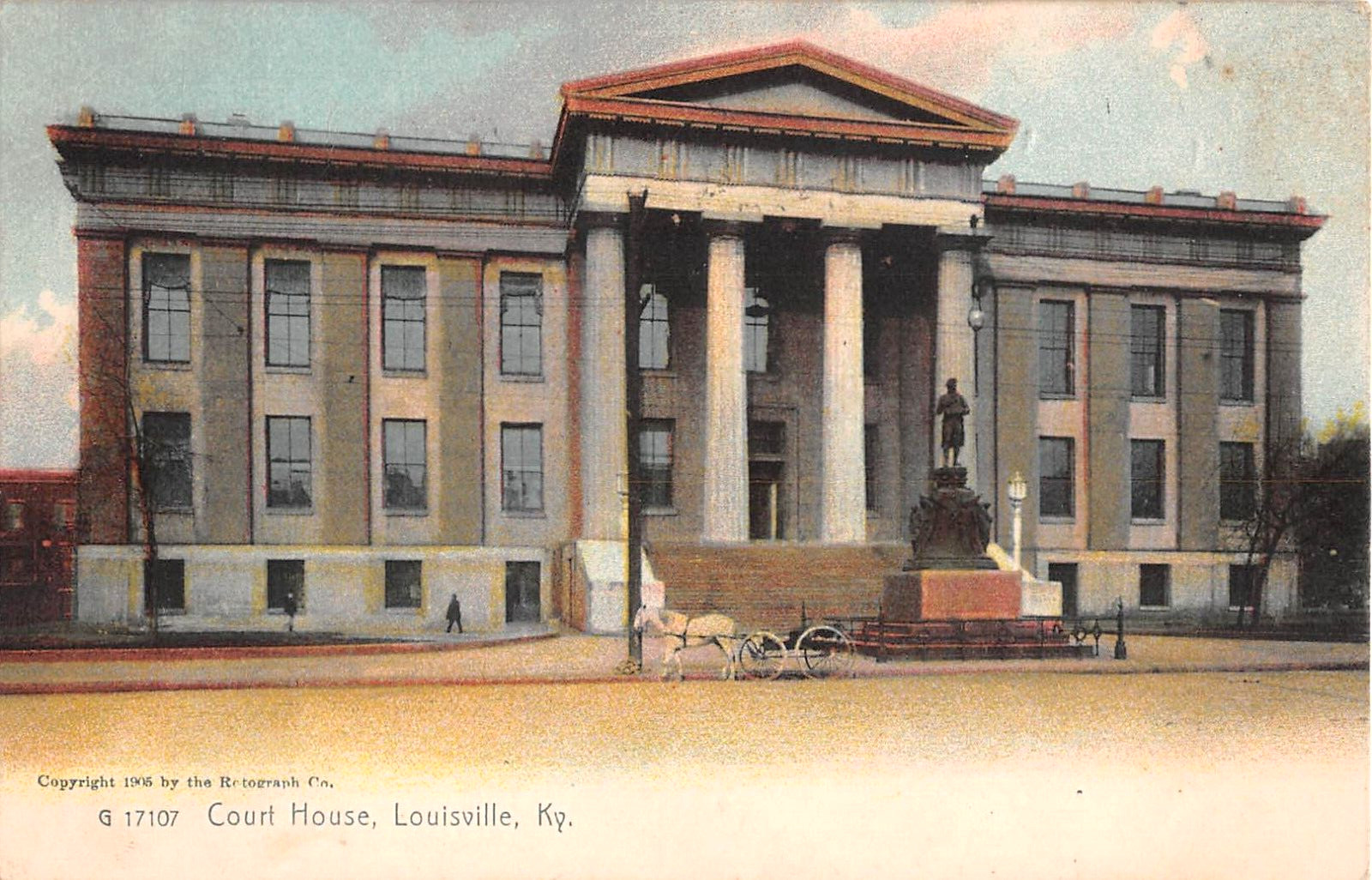 1905 Court House & Thomas Jefferson Monument Louisville KY post card Civil War