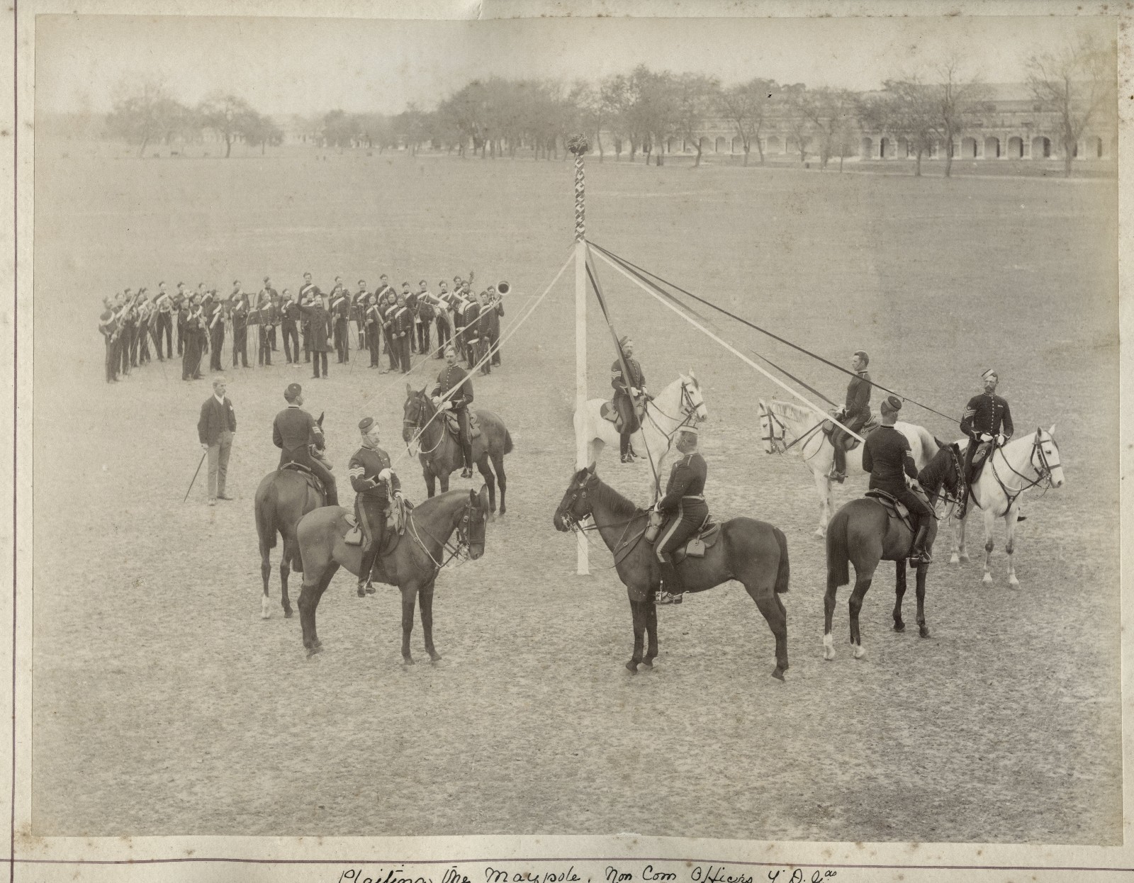 1891 PHOTO INDIA  - PLAITING THE MAYPOLE, UMBALLA 7th DRAGON GUARDS