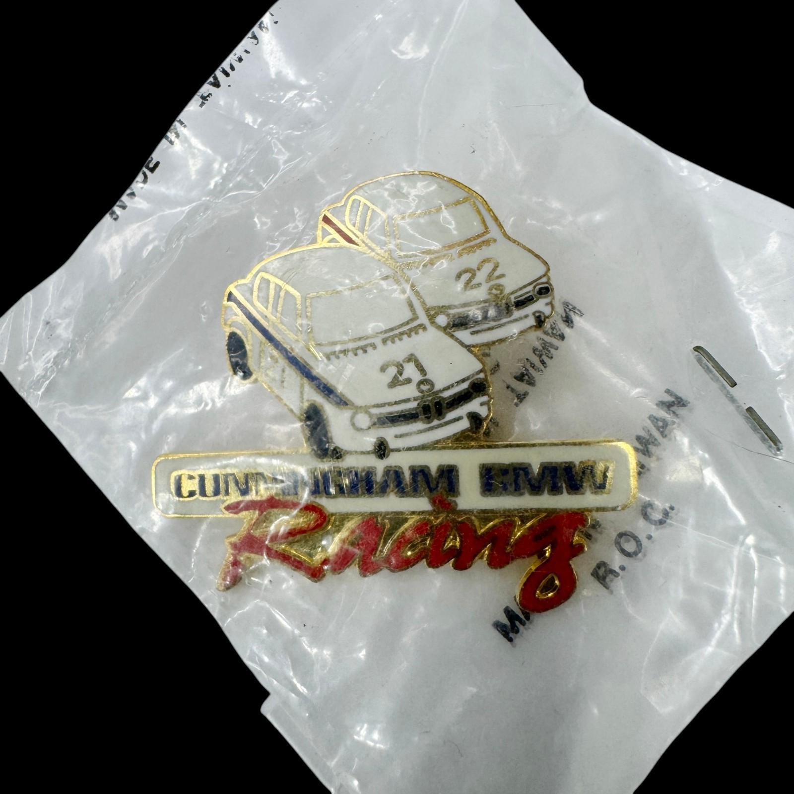 Vintage Cunningham BMW Racing Enamel Lapel Pin NOS Sealed R.O.C. 1.5\