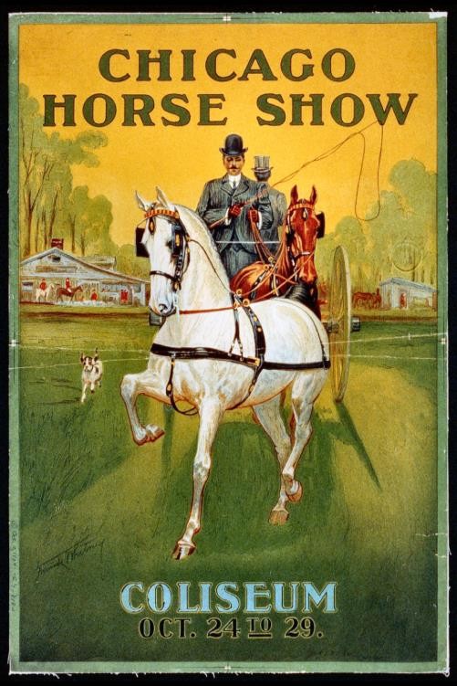 Photo:Chicago Horse Show Coliseum 1904 Horse Wagon Drivers Poster