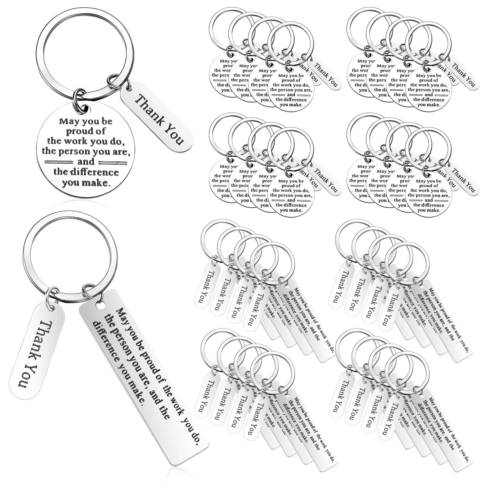 32 Pcs Thank You Gifts Keychain Bulk Employee Appreciation Keychain Christmas...