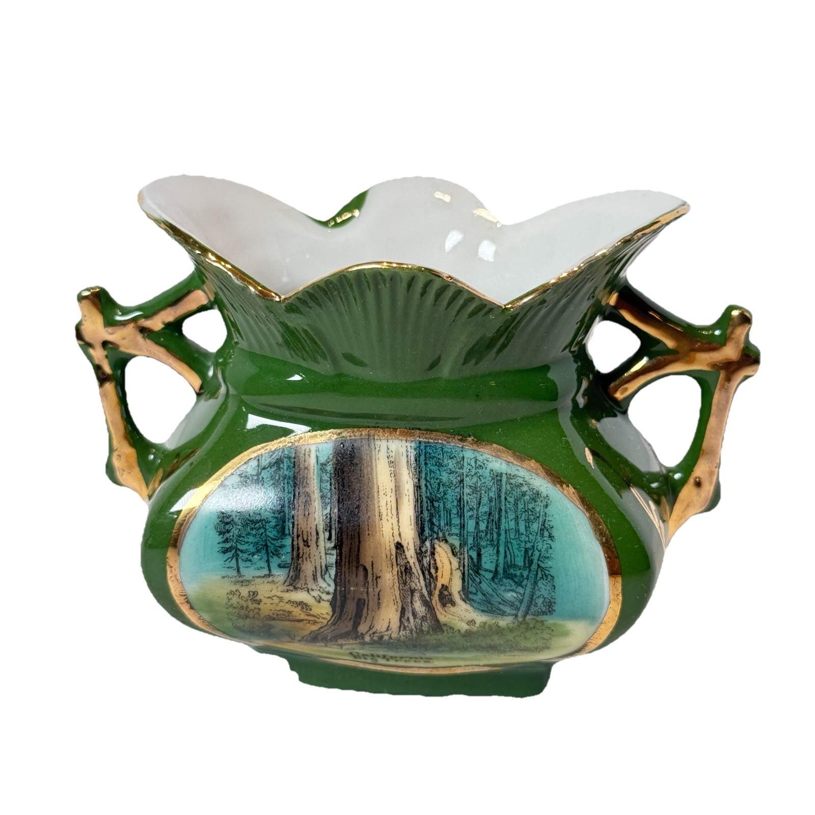 CALIFORNIA  CA Antique BIG TREES Souvenir China GREEN TOOTHPICK TRINKET