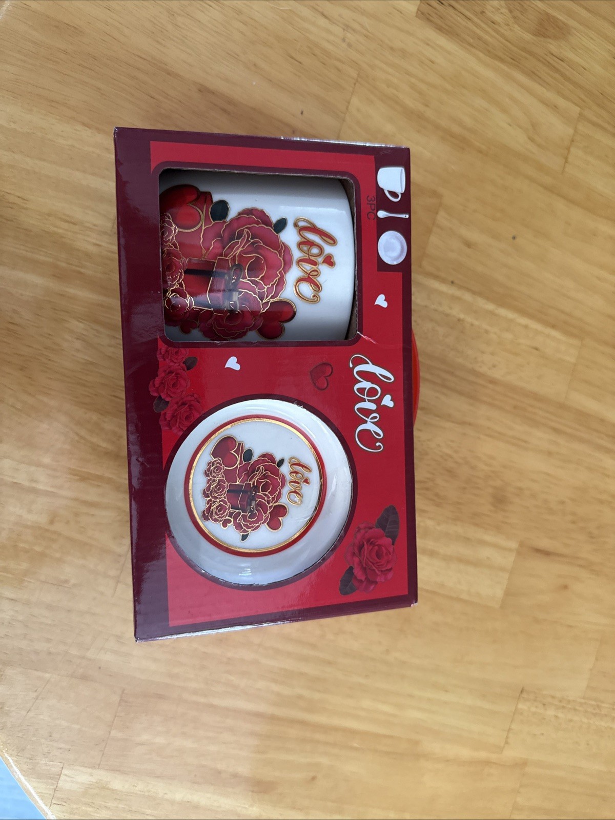 Valentine\'s LOVE Novelty Gift Box With Love You Mug, tea coaster And Spoon