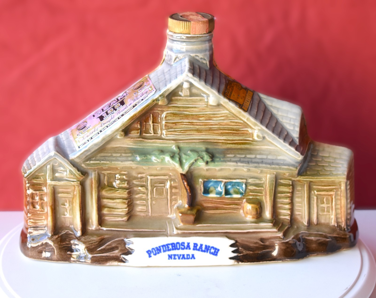 Vintage 1969 Ponderosa Ranch Nevada Jim Beam Whiskey Decanter (Empty)
