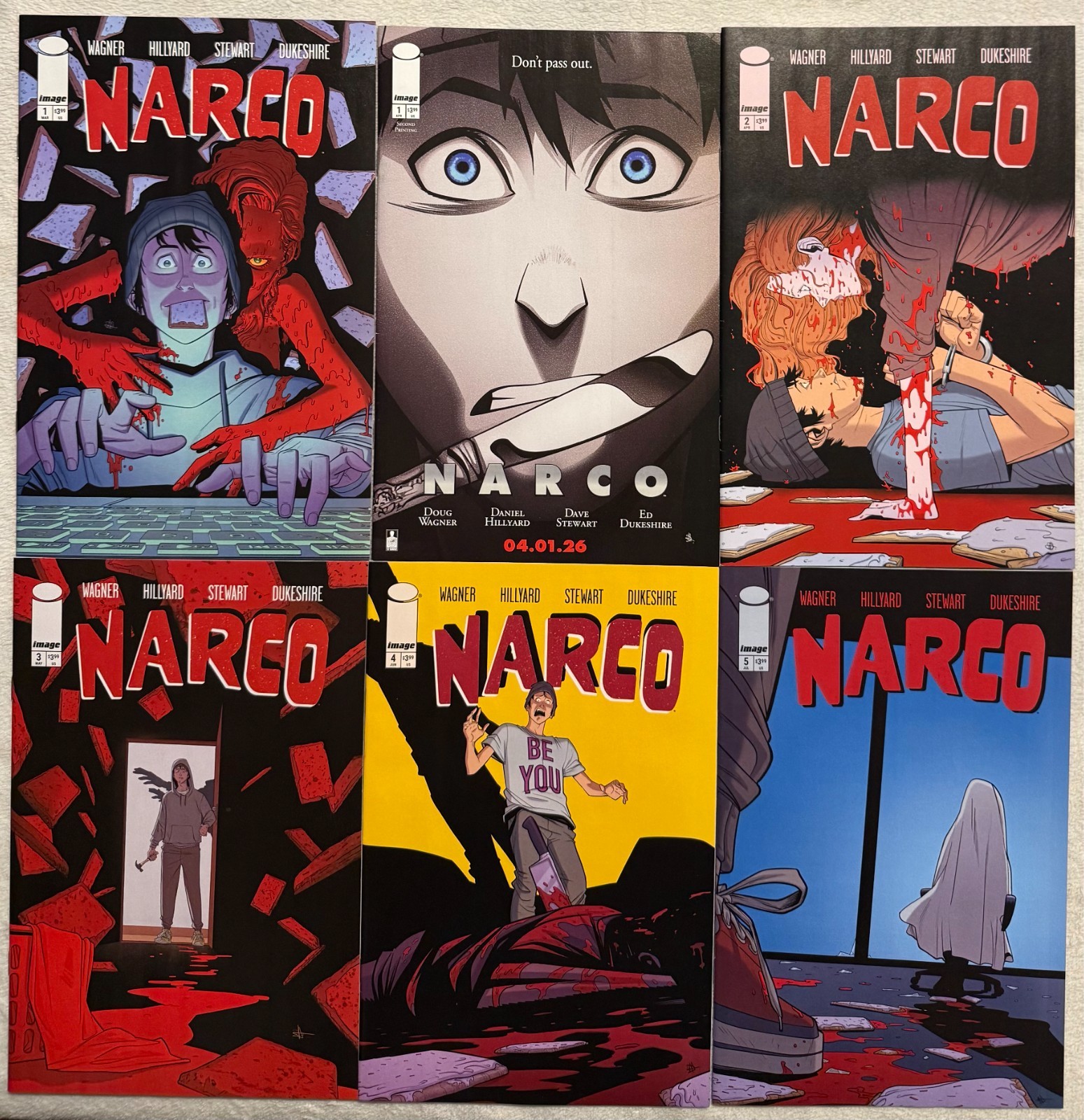 Narco #1 2 3 4 5A & #1 2nd print Daniel Hillyard Doug Wagner Bagged & Boarded