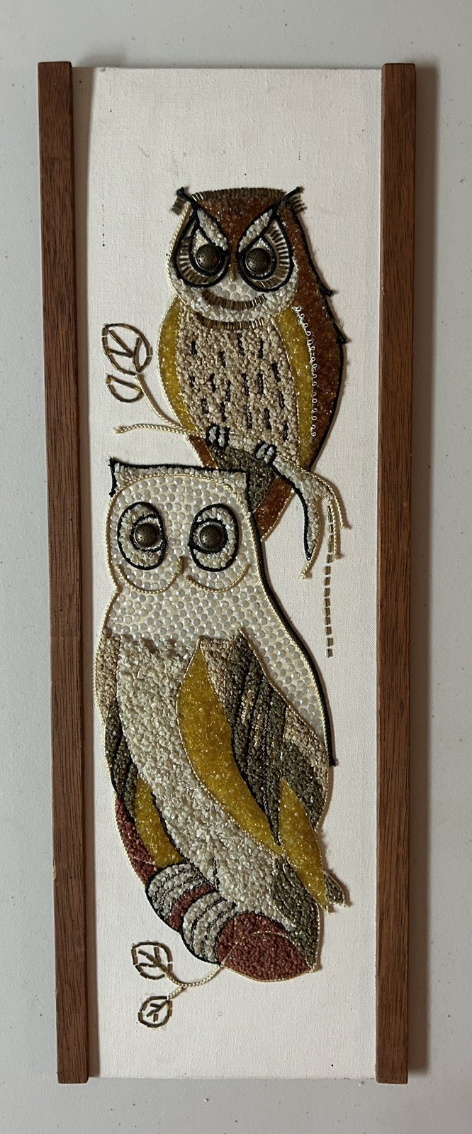 1960\'s Vtg MID CENTURY MODERN OWL GRAVEL PEBBLE MOSAIC WALL ART