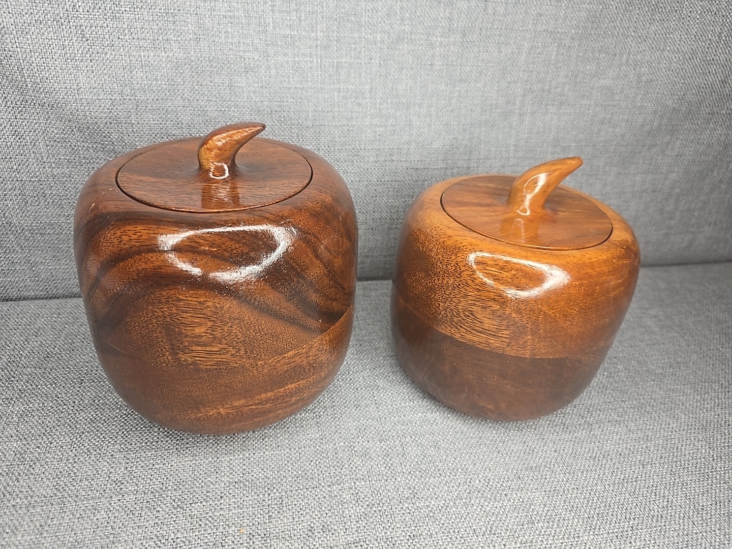 MCM Vintage Danish Made Teak Wood Apple Canister Set 