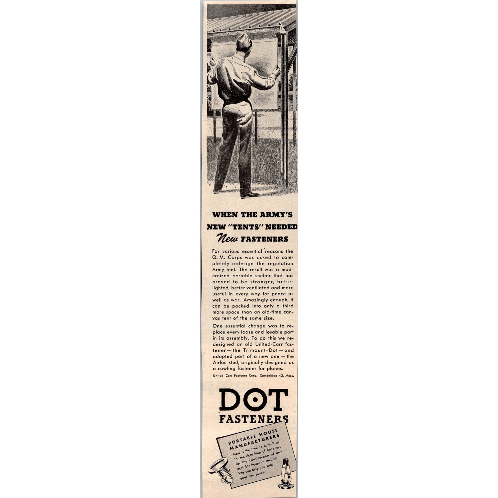 United-Carr Fastener Corp Dot Cambridge MA 1940s WWII Era Clipping SV29-4