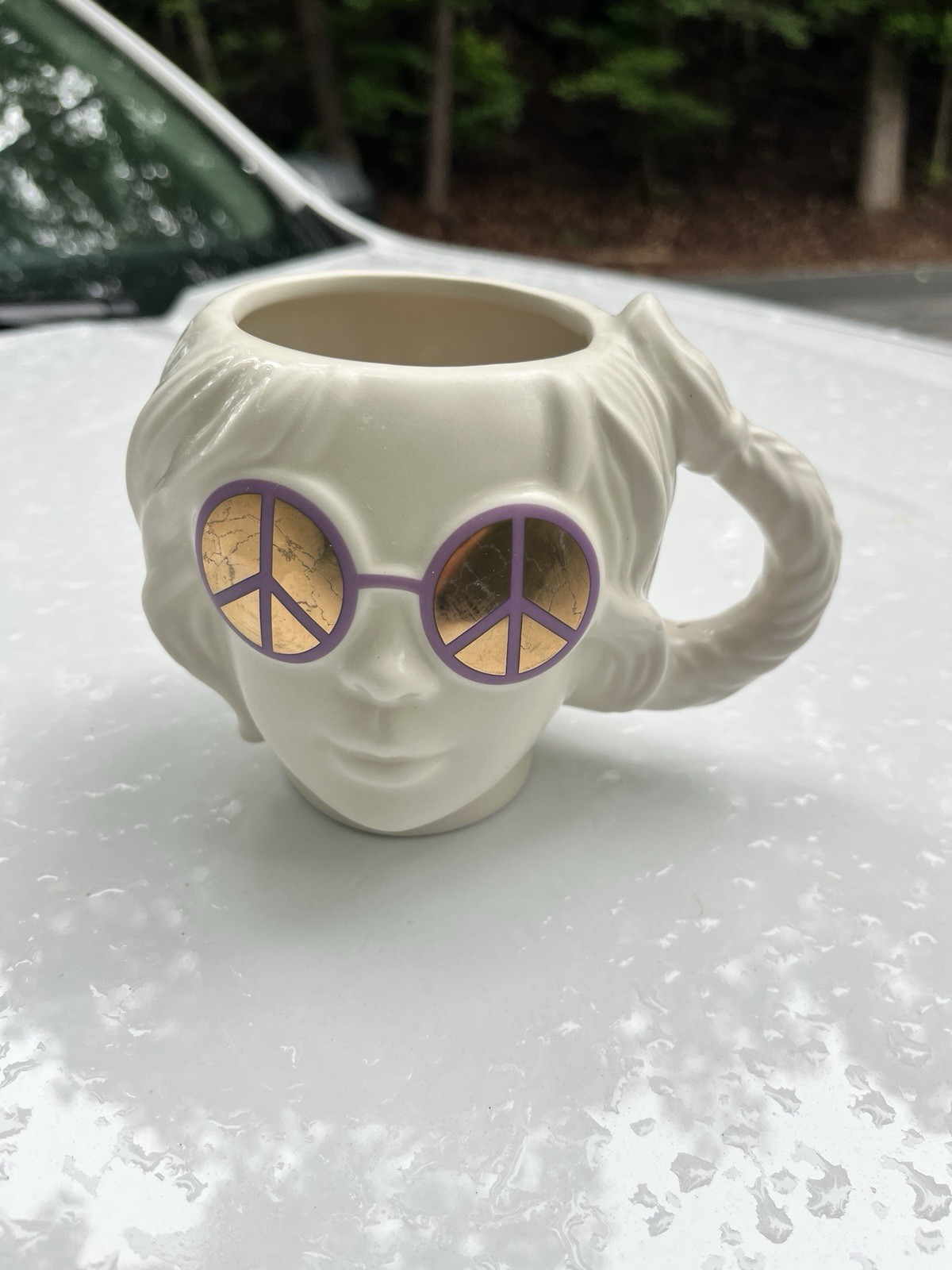 Groovy Face Mug Peace Sign Sunglasses 3D Sheffield Home Hippie 16oz Ceramic Pot