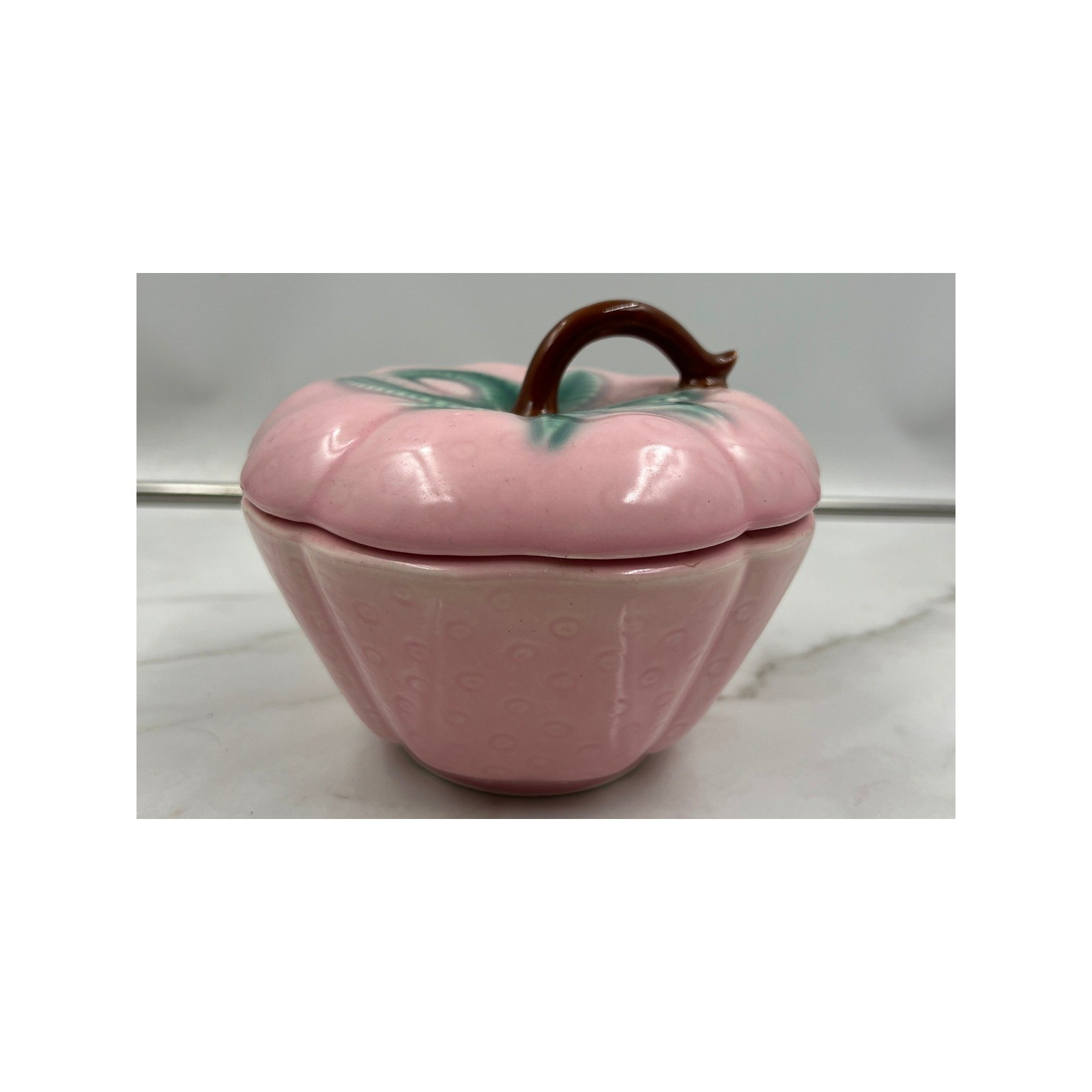Vintage Belmar California 310 Pink Strawberry Ceramic Lidded Jam Jar Pot Vintage Belmar California 310 Pink Strawberry Ceramic Lidded Jam Jar Pot