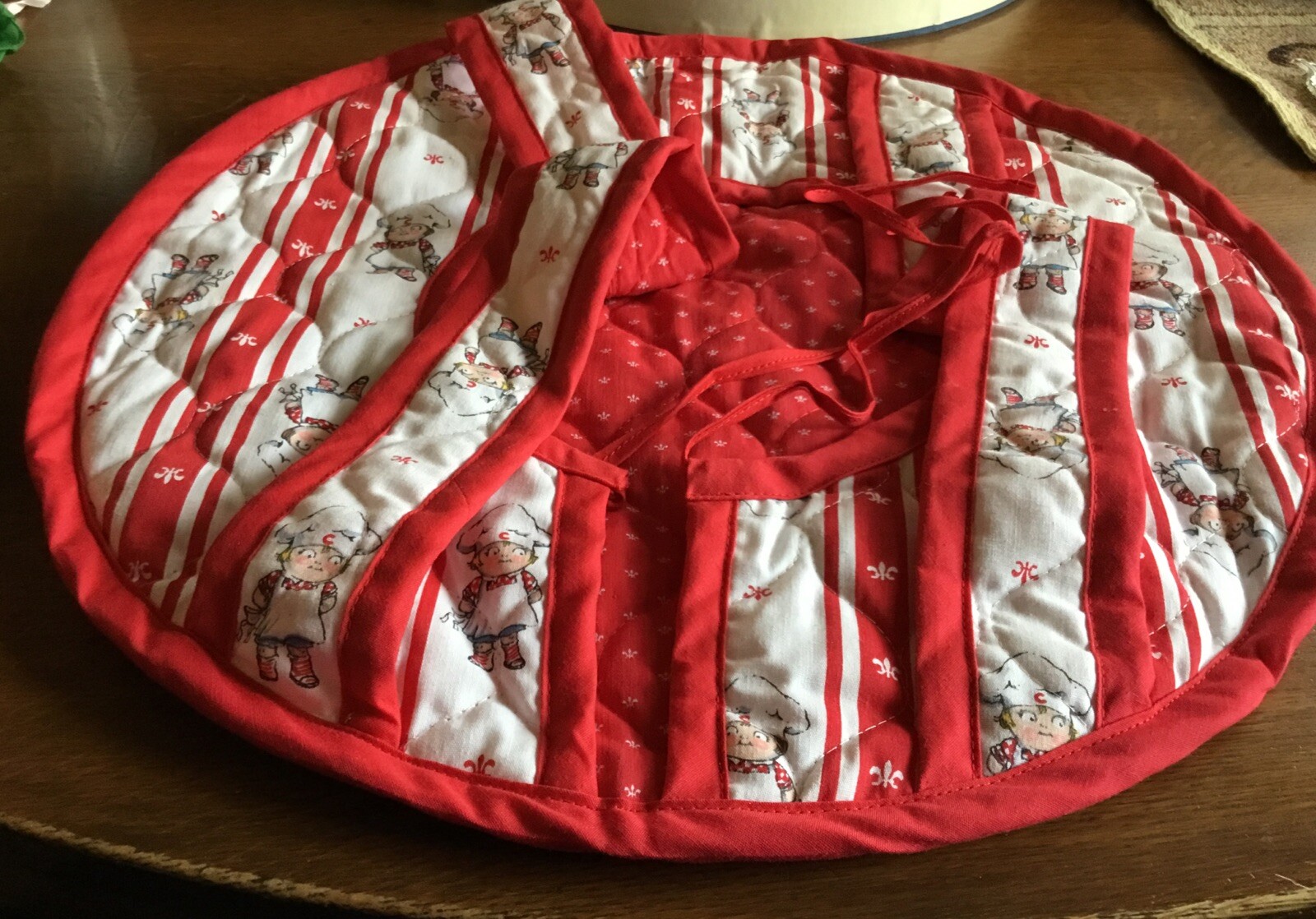 Vntg. Campbell Kids 15” Casserole Carrier Rare Fabric & Campbell Kids Mug 1989