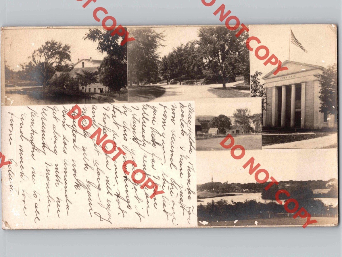 c1905 Multiview Town Hall Residences Roads SANDWICH Massachusetts MA RPPC Photo