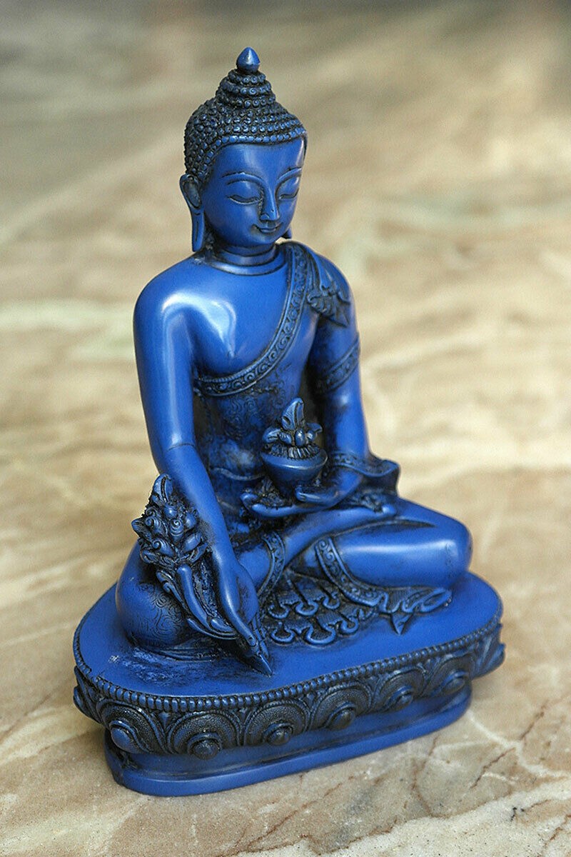Handmade Blue Resin Medicine Buddha Statue