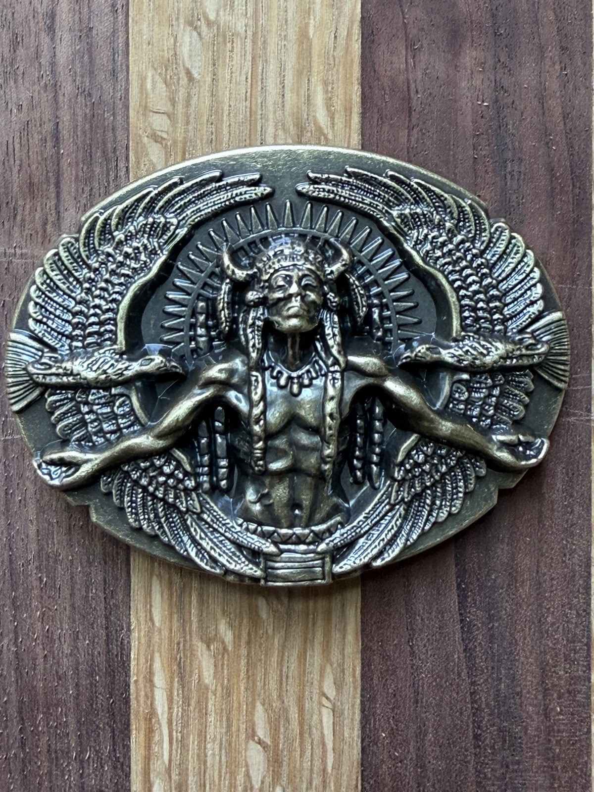 NATIVE AMERICAN 2 EAGLES METAL BELT BUCKLE WESTERN