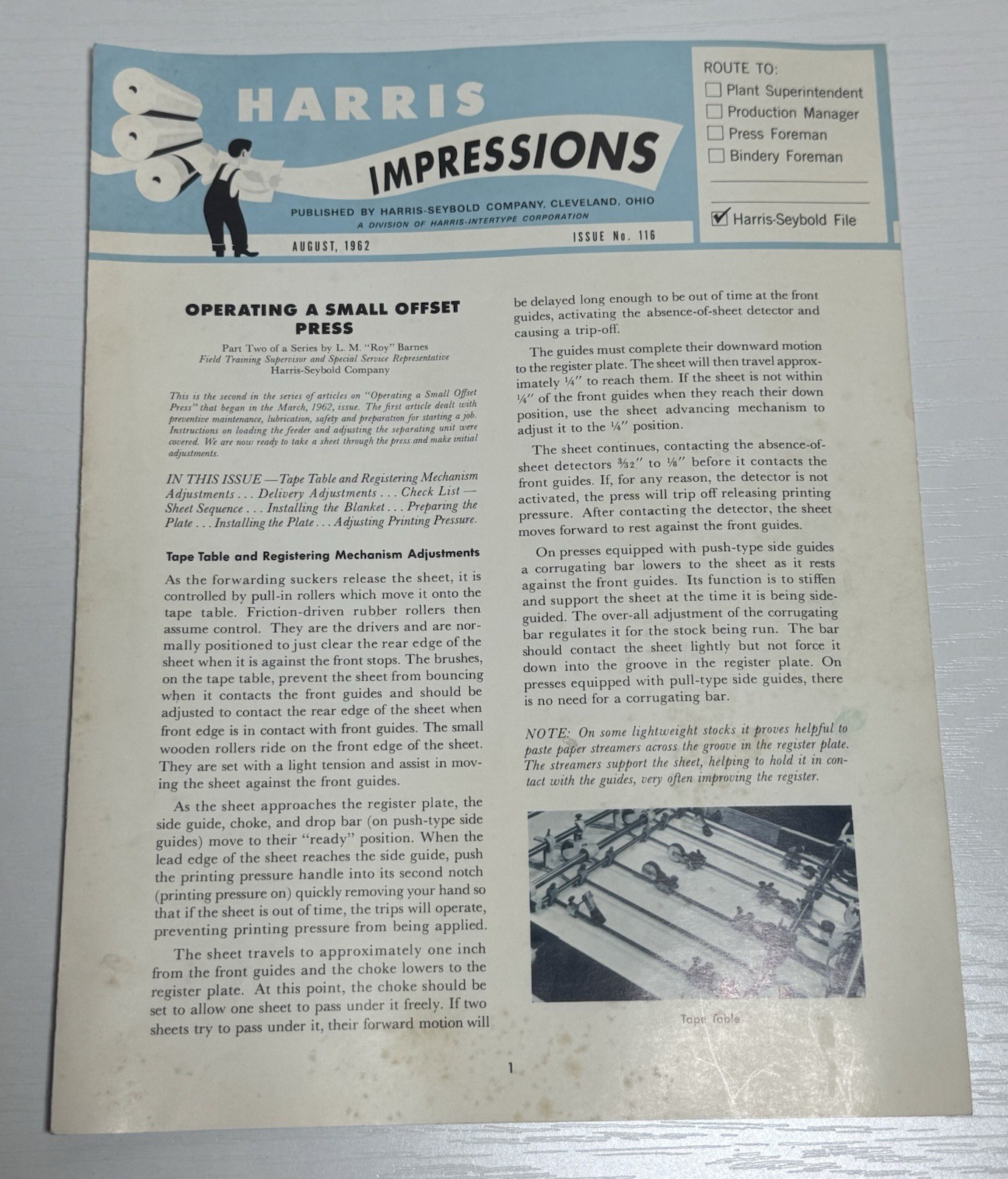 Vintage 1962 Harris Impressions No 116 Offset Printing Press Harris-Seybold Vintage 1962 Harris Impressions No 116 Offset Printing Press Harris-Seybold