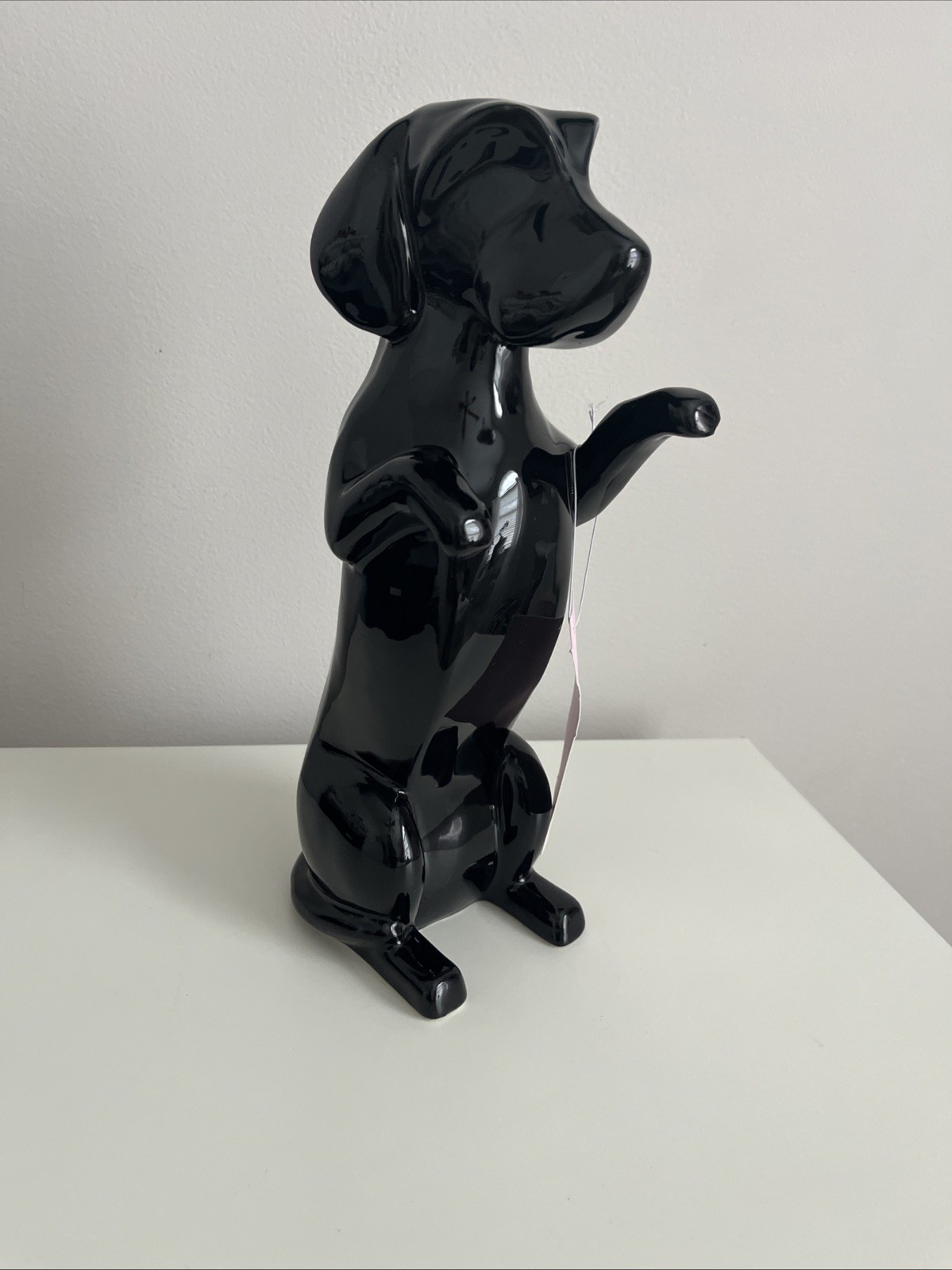 Dachshund Vase Figurine, Glossy Black Ceramic Dachshund Figurine Statue, BNWT