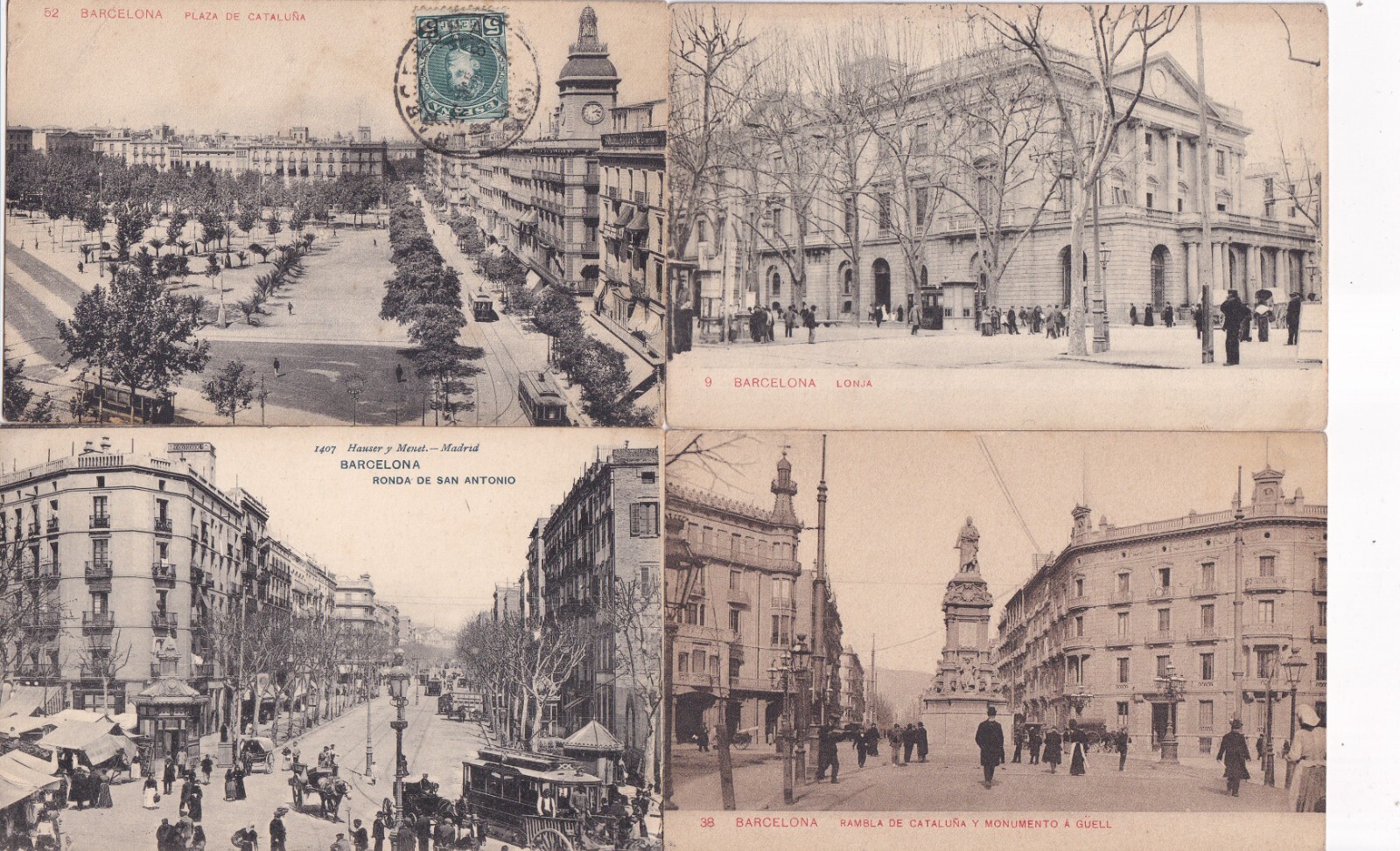 Lot of 4 old postcards postcard SPAIN SPAIN BARCELONA BARCELONA 1