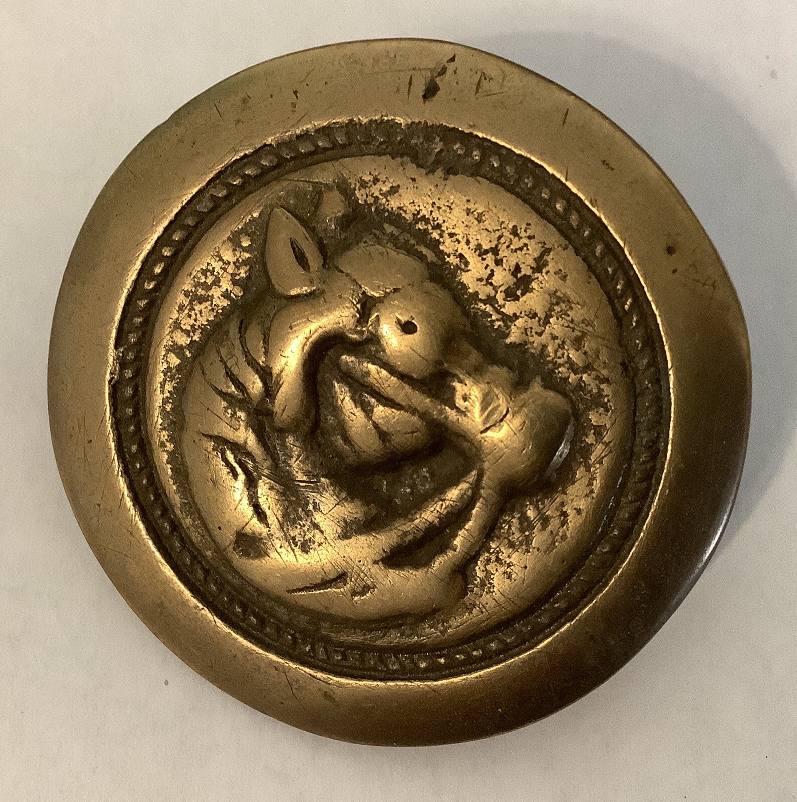 Rare Detecting Find - Antique Brass Horse Rosette - Gift For Horse Lover