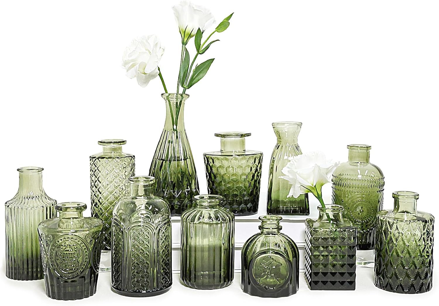 Bud Vase Set , Green Bud Vases in Bulk, Small Flower Vases for Centerpieces Bud Vase Set , Green Bud Vases in Bulk, Small Flower Vases for Centerpieces