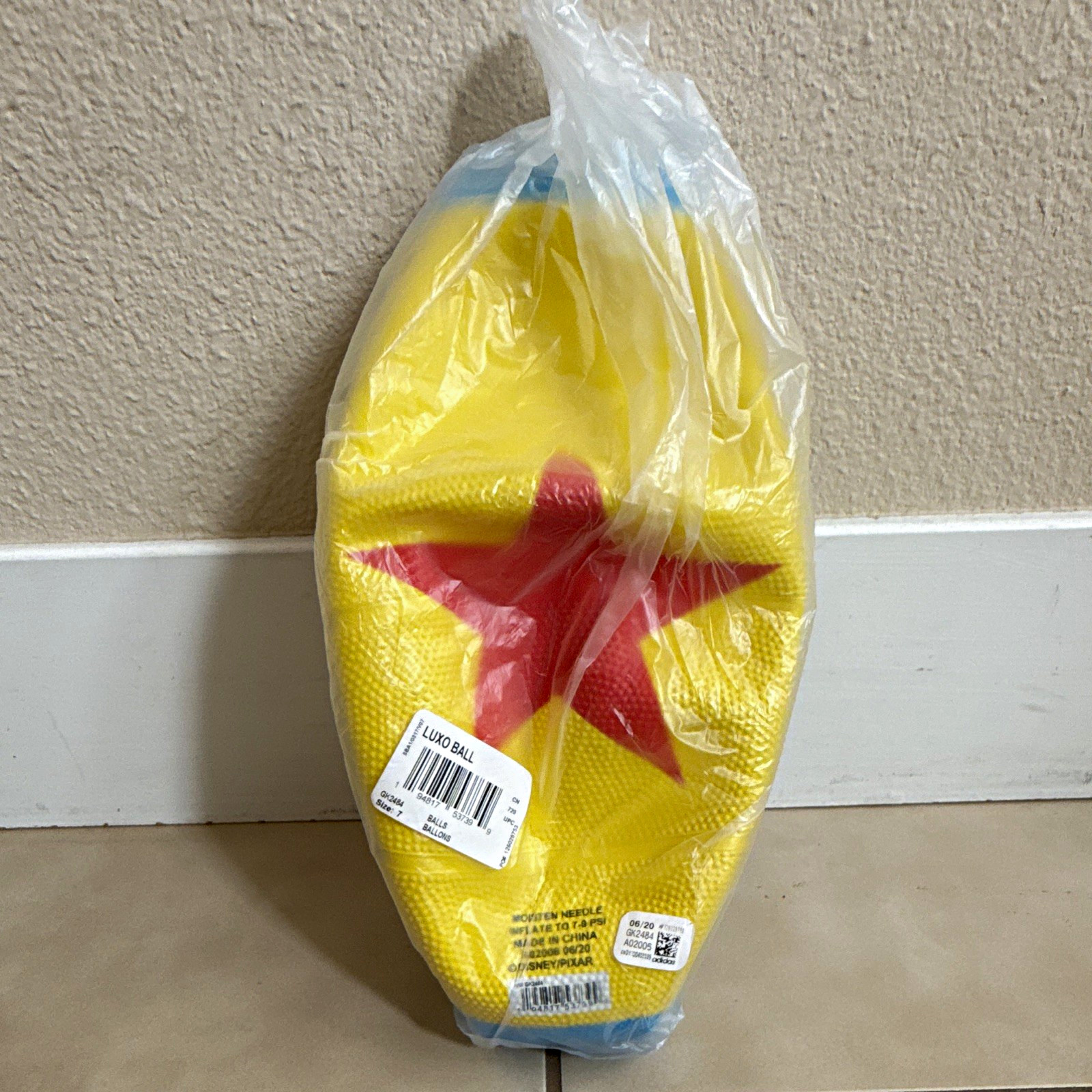 Adidas x Pixar Luxo Ball Size 7 Yellow/Blue Ball with Red Star, 2020
