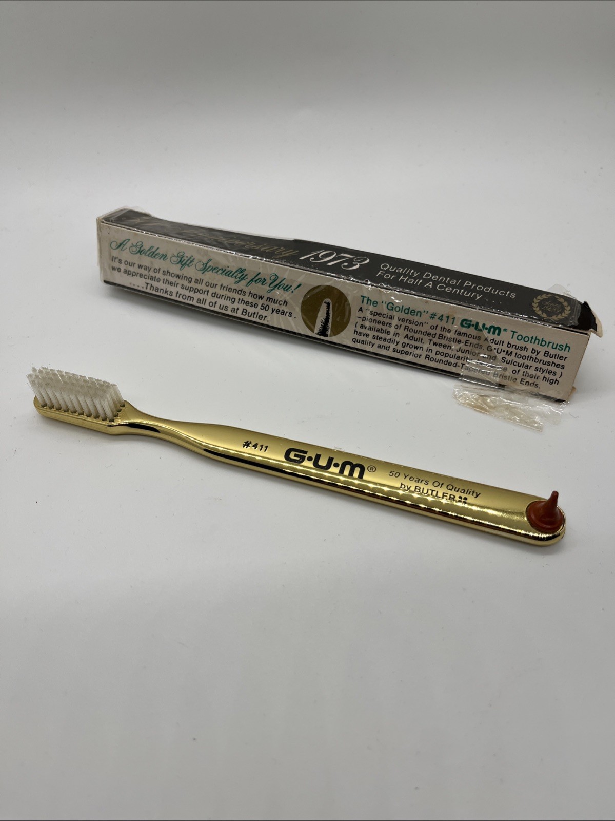 Vintage Butler Gold Anniversary Toothbrush 1973 DDS dental Dentists  Pharma