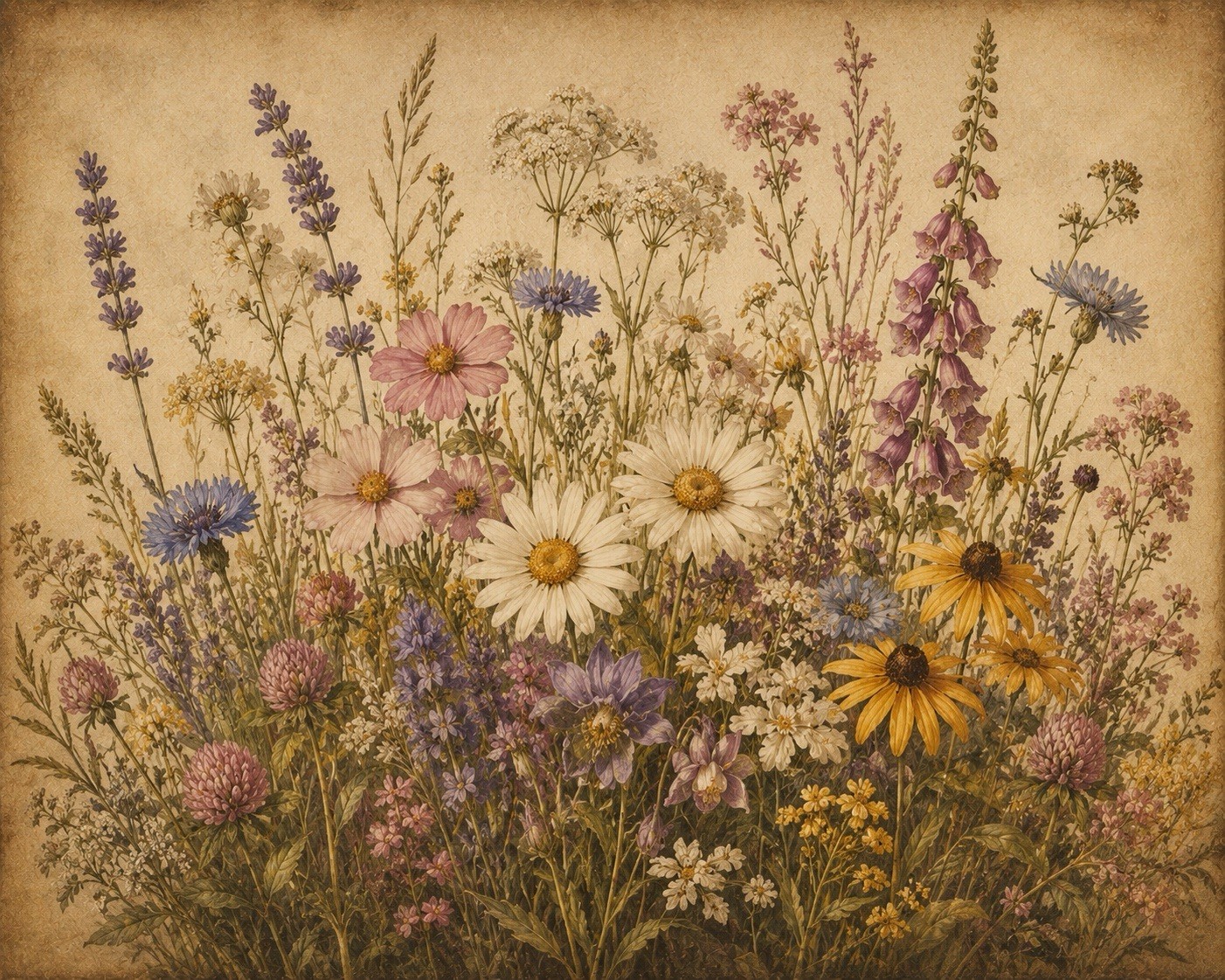 Vintage Wildflower Botanical Art 8x10 Cottagecore Farmhouse Floral Print V10