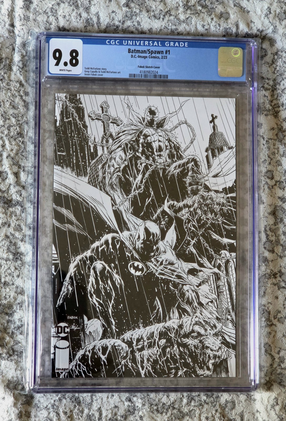 DC Comics Batman/Spawn #1 Jason Fabok Sketch B&W Variant CGC 9.8 2023
