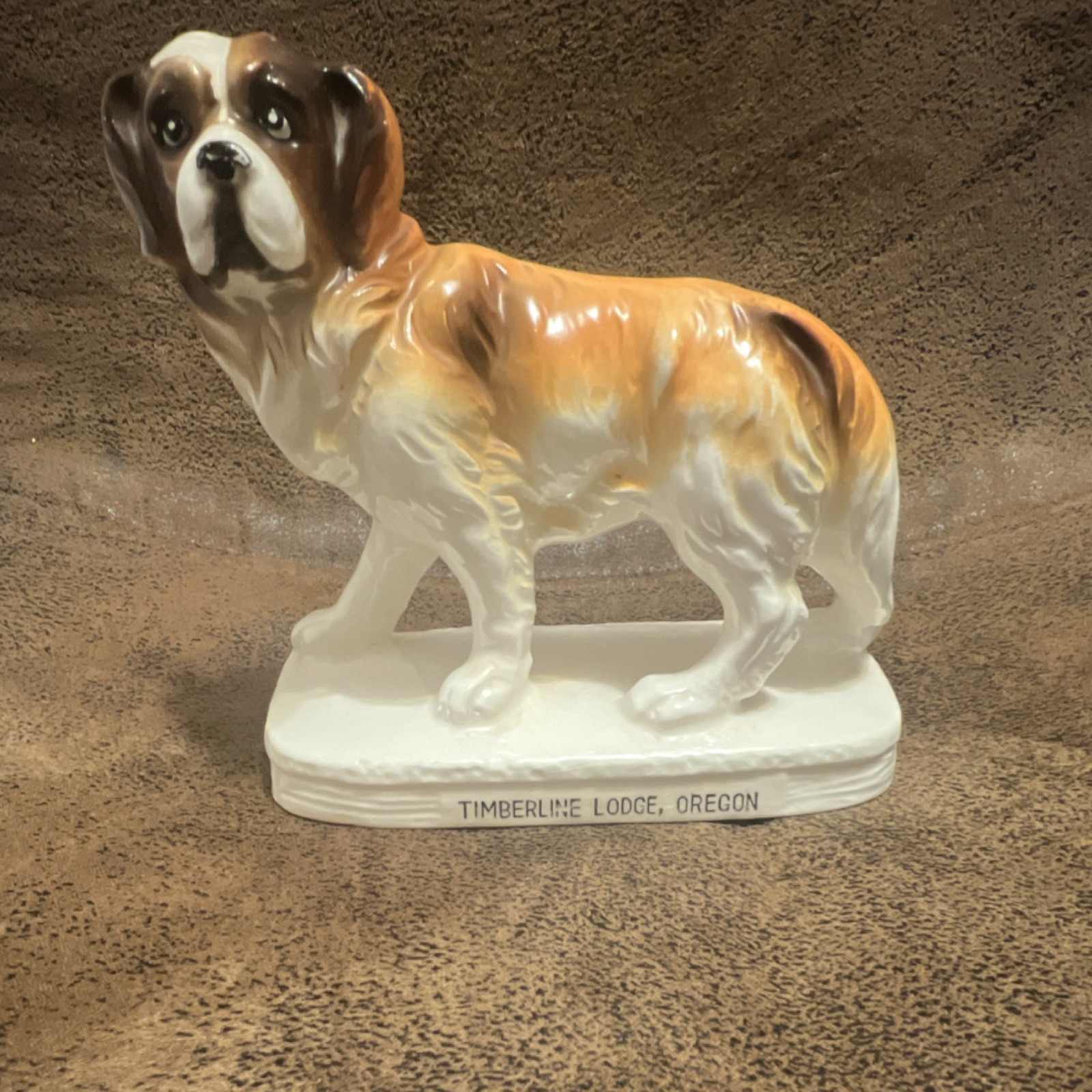 Vintage mid-century timberline Lodge, Oregon St. Bernard figurine, dog souvenir