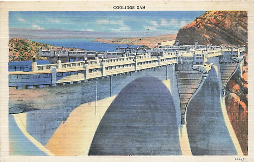 Postcard AZ: Coolidge Dam, San Carlos, Arizona Linen Posted 1941