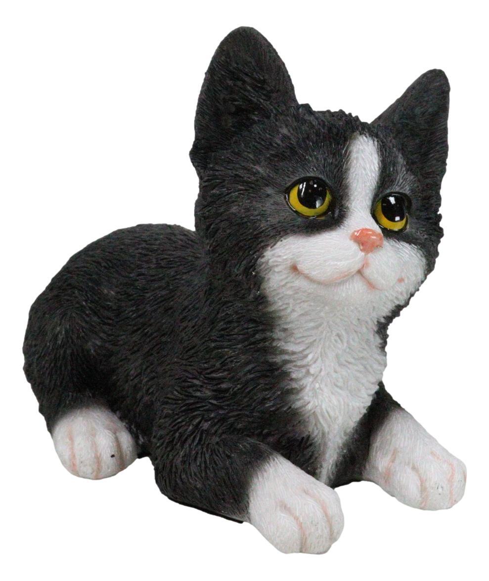 Lifelike Sitting Tuxedo Black and White Feline Kitten Cat Pet Pal Figurine Lifelike Sitting Tuxedo Black and White Feline Kitten Cat Pet Pal Figurine