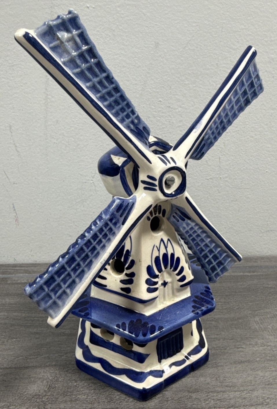 DELFT BLUE HOLLAND DUTCH MINI WINDMILL Vintage for Candle/Light Unique Marked