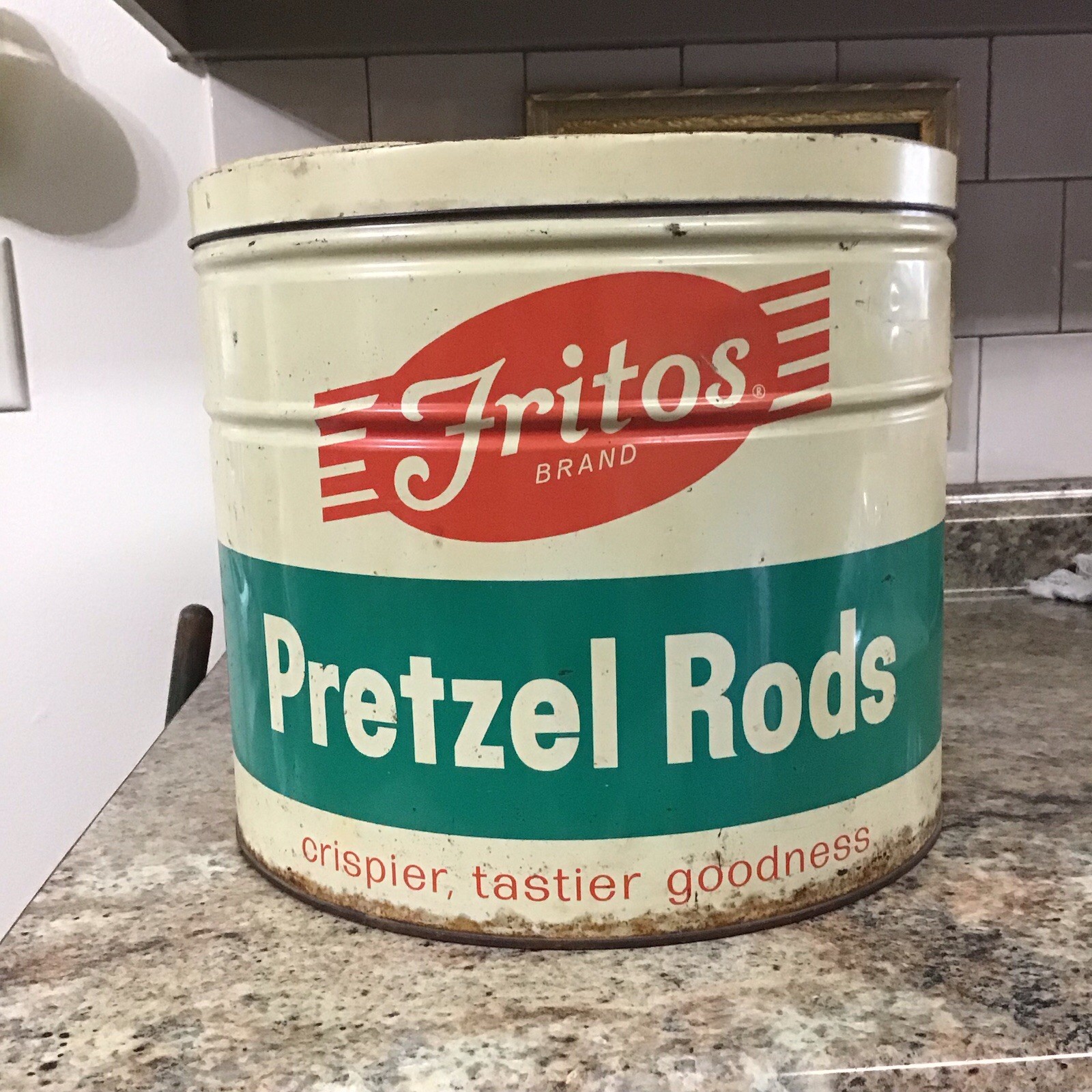 Vintage Empty Tin Can Fritos Pretzels Only 1 on eBay Very Rare 