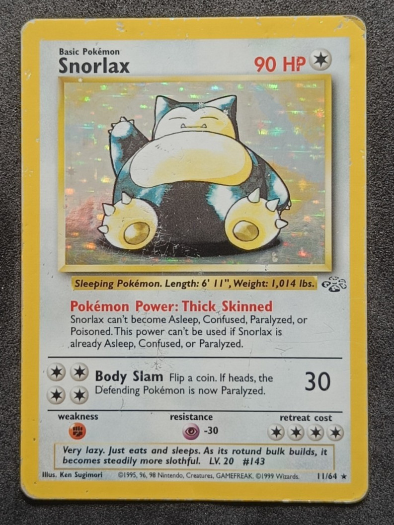 Pokemon TCG Jungle Snorlax 11/64 Holo Rare Card Vintage WOTC - HP