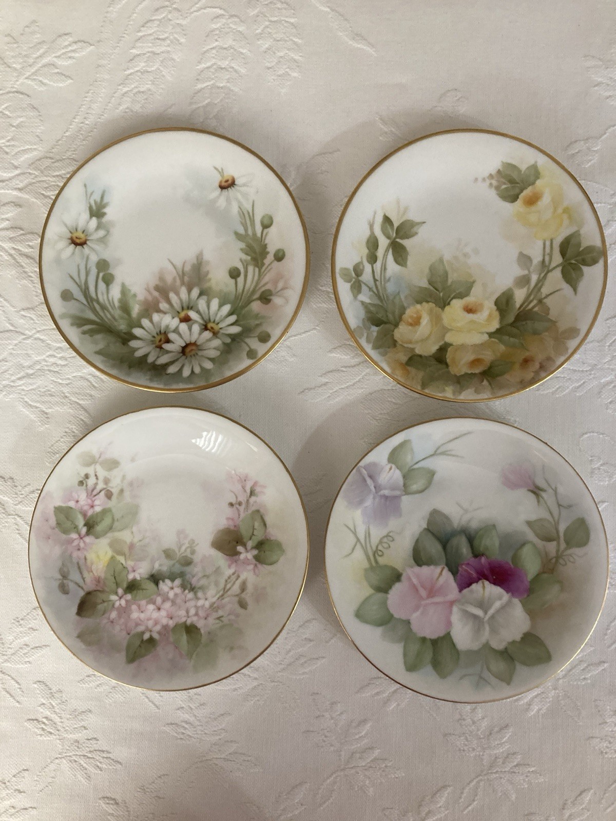 4 Vtg Handptd Limoge France 6” -Artist Initialed-exc 4 Vtg Handptd Limoge France 6” -Artist Initialed-exc