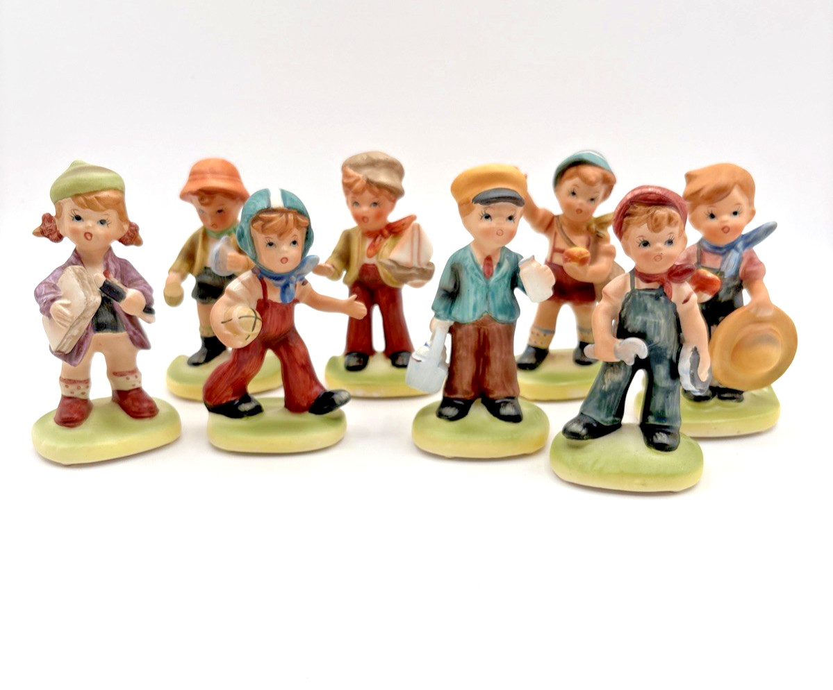 Vintage Set of 8 Napcoware Figurines Various Boys & Girls - Taiwan