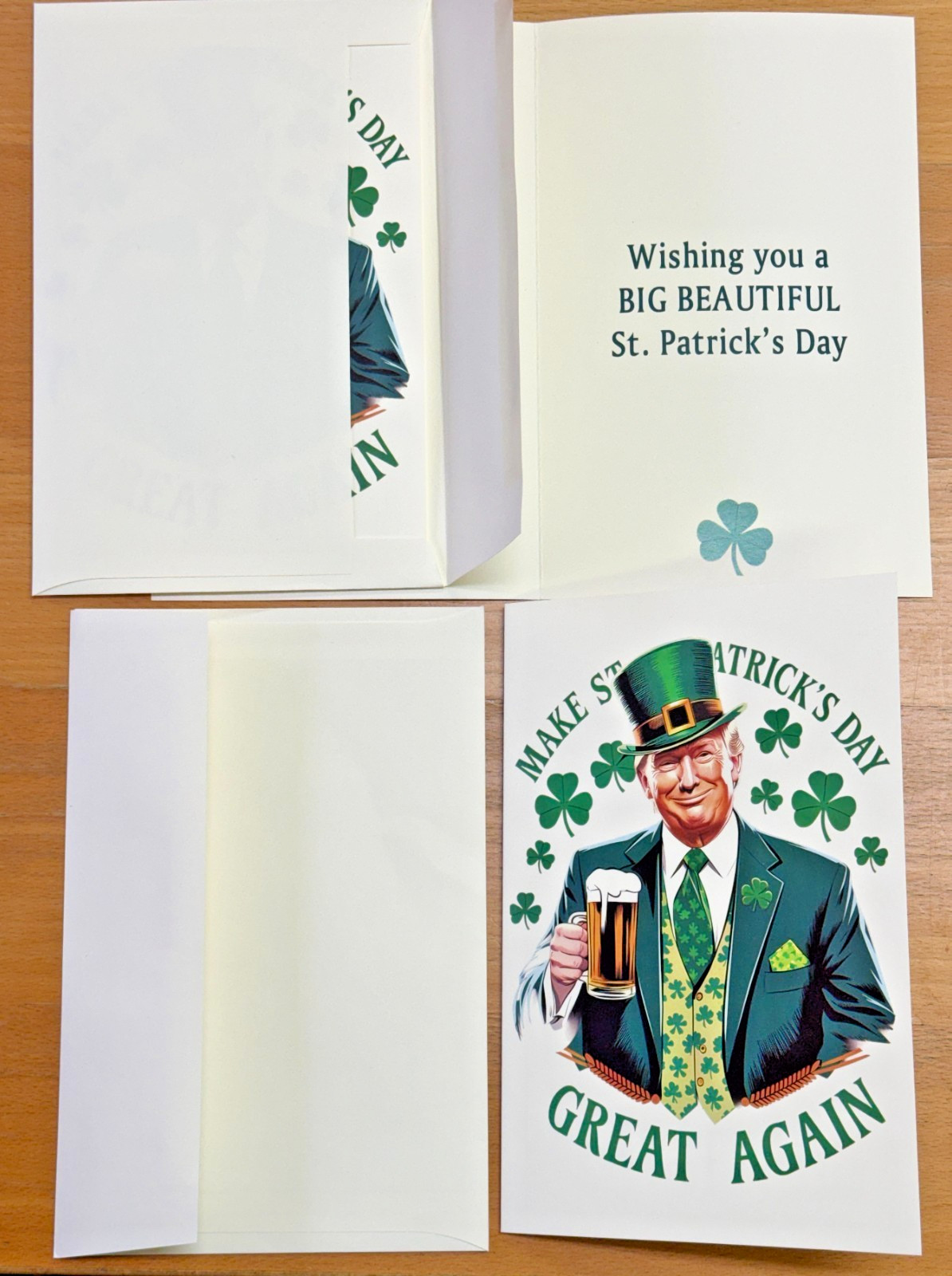 Donald  Trump Saint St. Patrick\'s Day Greeting Card w Envelope MAGA Gift Funny