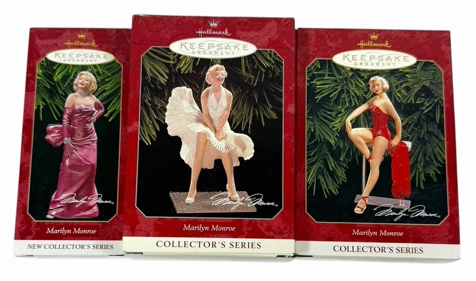 COMPLETE SET Vintage MARILYN MONROE Hallmark Ornaments 1997 1998 1999 1 2 3
