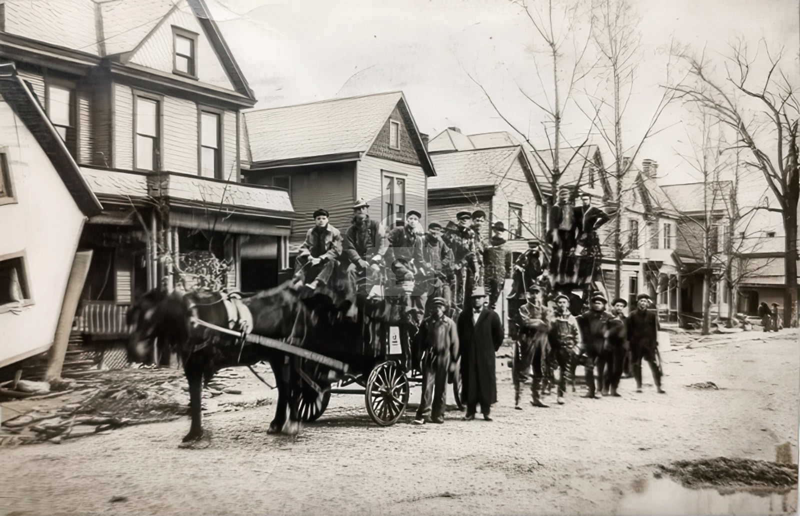 1913 Columbus Ohio Telephone Linemen on Wagon RPPC Photo Postcard COPY
