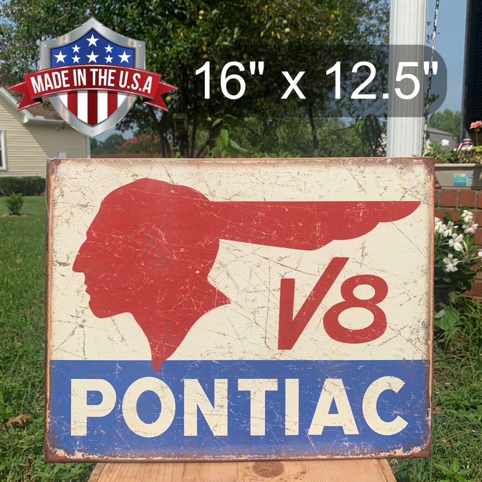 Pontiac V8 Original Car Emblem Tin Metal Classic Sign Poster Garage Shop Barn Pontiac V8 Original Car Emblem Tin Metal Classic Sign Poster Garage Shop Barn
