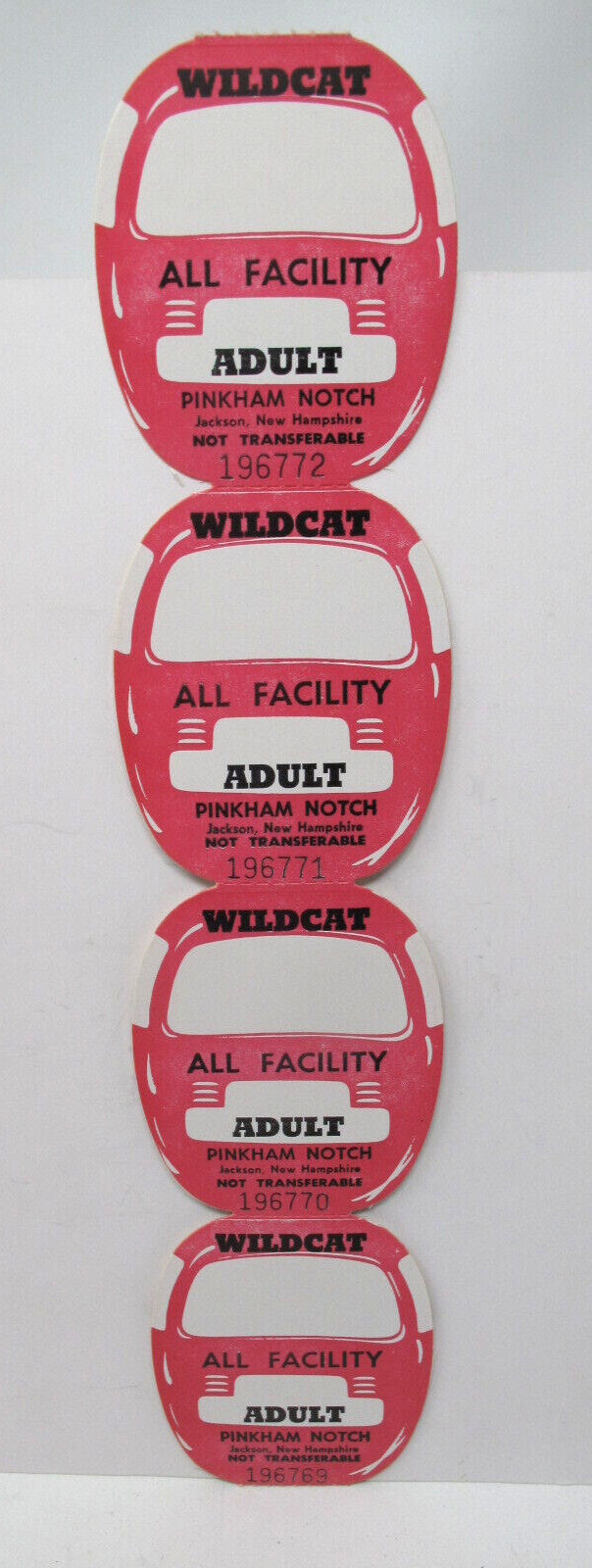 WILDCAT Adult All Facility 1960s Ski Lift Ticket Passes NH Souvenir Facility