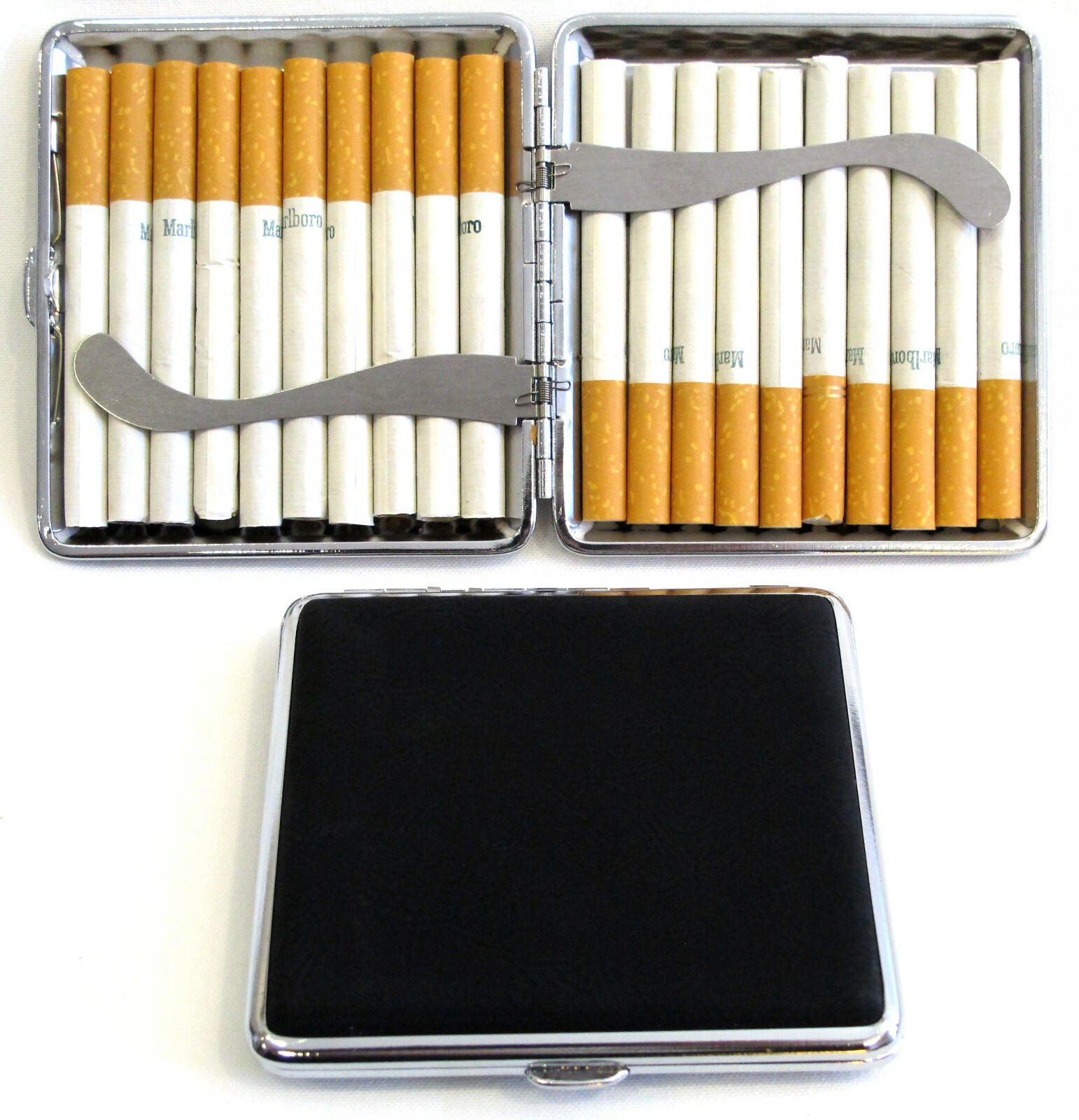 12pc Set Stainless Steel Cigarette Case Hold 20 Regular Mix Blk Blue Purple Pink