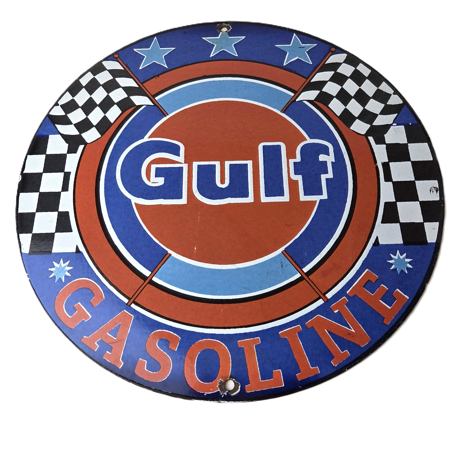 Vintage Gulf Gasoline Sign - Racing Service Station Gas Pump Service Sign Vintage Gulf Gasoline Sign - Racing Service Station Gas Pump Service Sign
