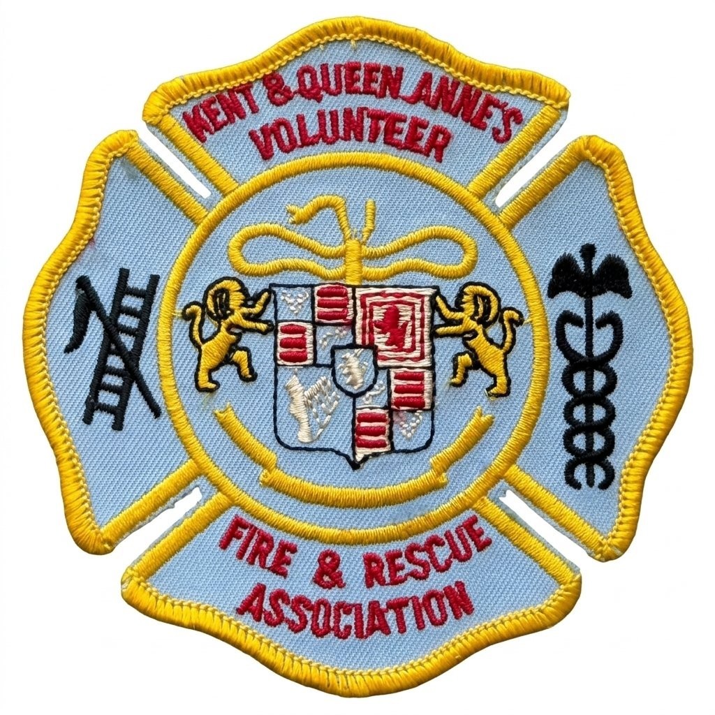 Vintage 80s Kent & Queen Annes Volunteer Fire Rescue Association Patch Maryland