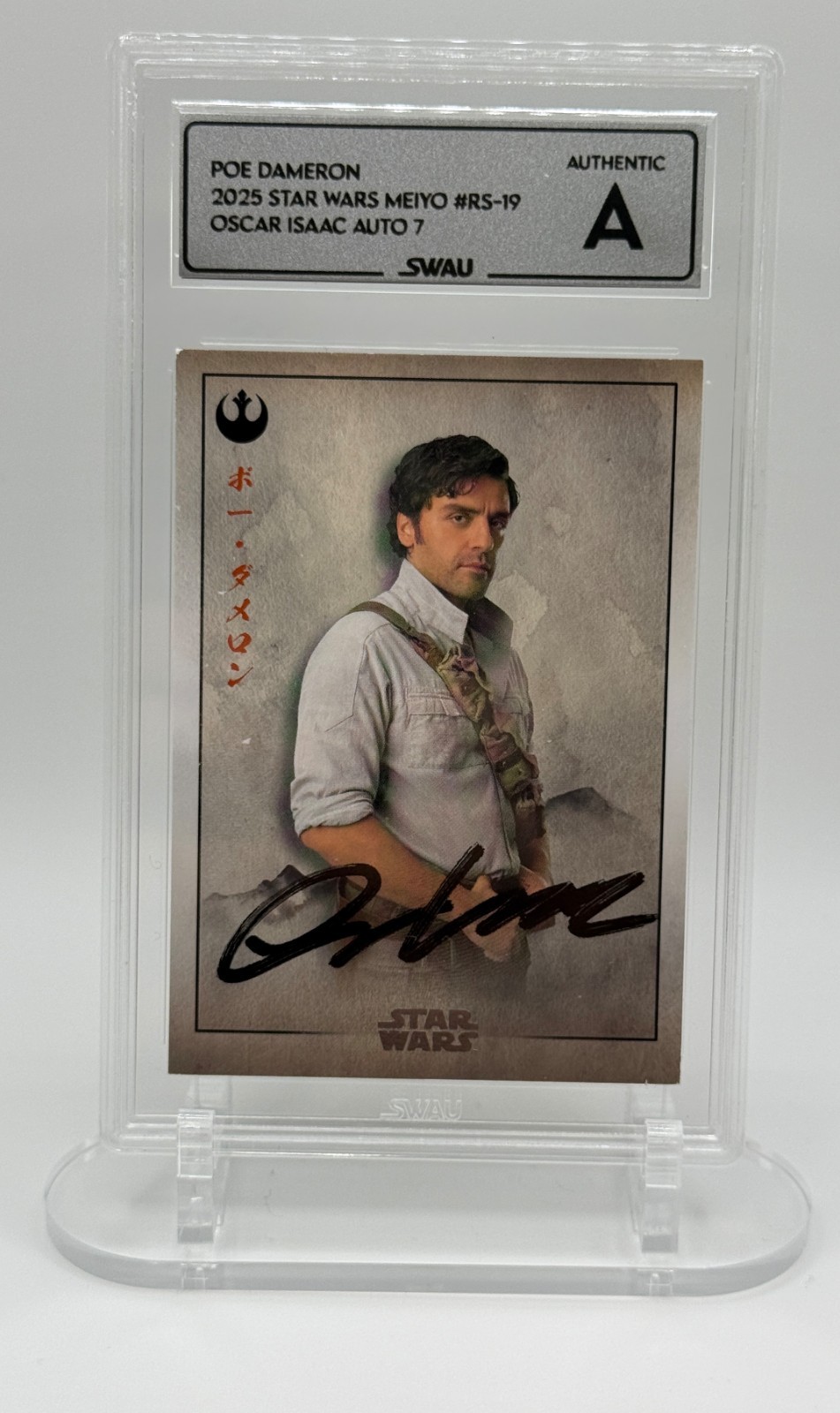 2025 Topps Star Wars Meiyo Poe Dameron #RS-19 Signed by Oscar Isaac SWAU Slab